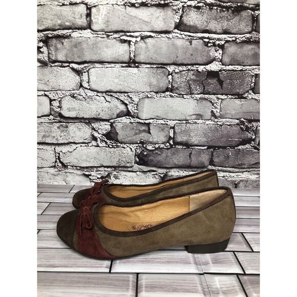 Sofft Brown Suede Leather Red Bow Low Heel Dress Pump Shoes Women Sz 7M US/38EU - Picture 7 of 10